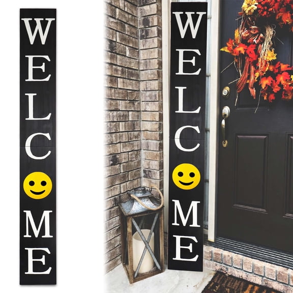 72in All-Season Modern Farmhouse Welcome Porch Sign Wood Vertical Decor