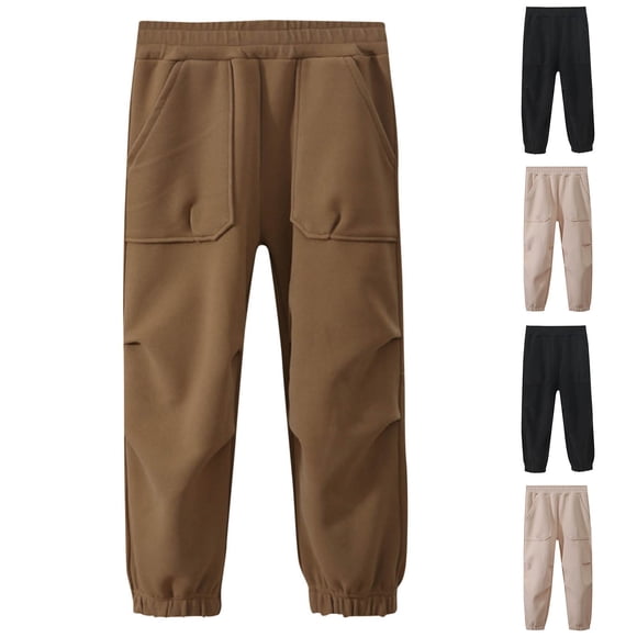 Tranfacy Summer Pants, Cargo Pants, Boys and Girls Summer Cotton Cargo Pants with Pockets Elastic Waist Long Pants for Children