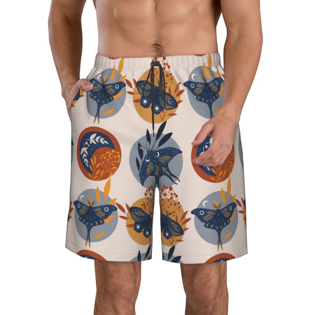 Balery Vintage Botanical Butterfly Art Traje de Baño Estilo Hawaiano para Hombre, Shorts de Secado Rápido con Bolsillos-Medium