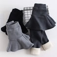 thumbnail image 6 of Kids Girls Leggings Elastic Waist Stretchy Fleece Lined Leggings with Ruffle Tutu Skirt Pantskirt for Little Girls,Navy Blue,10-11 Years, 6 of 8