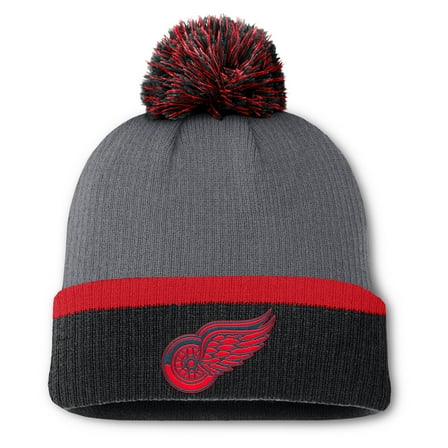 Women's Fanatics Charcoal Detroit Red Wings Cuffed Knit Hat with Pom