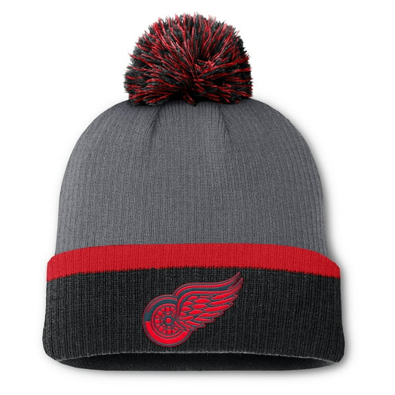 Women's Fanatics Charcoal Detroit Red Wings Cuffed Knit Hat with Pom