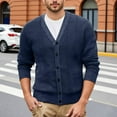 thumbnail image 2 of DHFJKG Men's Knit Jacquard Sweaters Cardigan Buuton Up Deep V-Neck Regular Fit Knitwear Jackets Coat With Pockets Business Work Casual Dress Solid Color Versatile Outerwear, 2 of 7