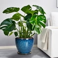 thumbnail image 4 of Ordivic 10 inch Blue Ceramic Plant Pot with Drainage Hole & Saucer | Large Reactive Glaze Decorative Flower Pot for Outdoor Patio & Floor Plants, 4 of 6