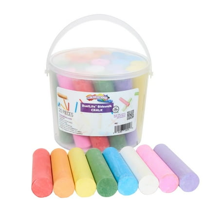 Colorations DustLite Washable Sidewalk Chalk - 20 Pieces