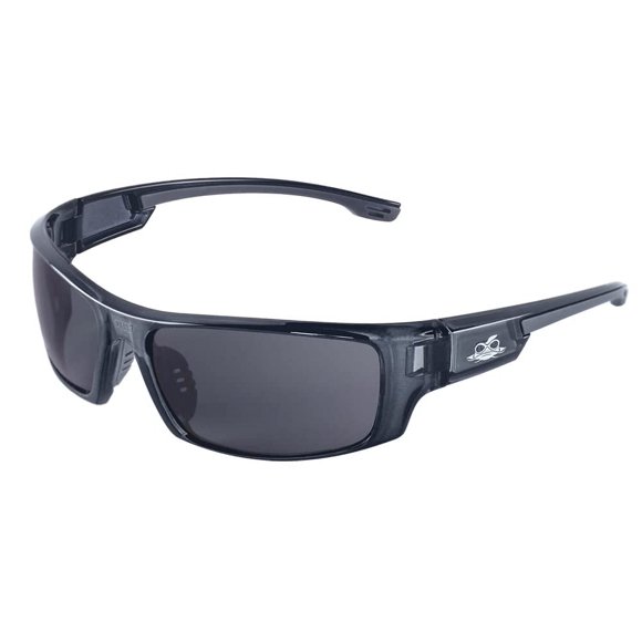 Bullhead Safety Dorado Gafas de seguridad con tecnología Performance Fog ANSI Z87+ Gafas protectoras con protección contra la luz UV y revestimiento antirrayas Lentes ahumadas oscuras Marco negro cris