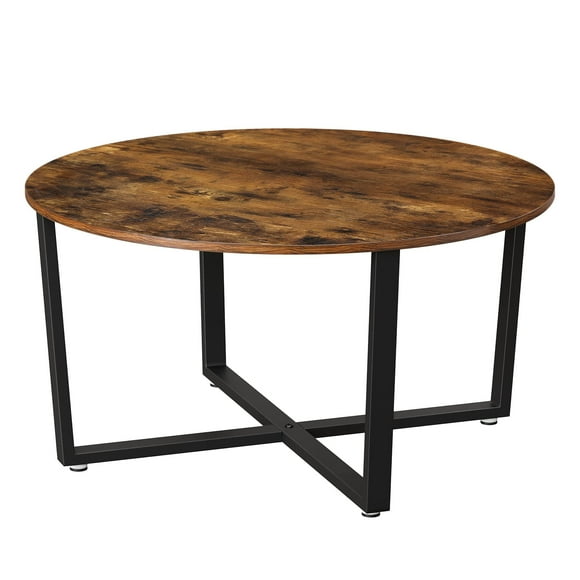VASAGLE ALINRU Round Coffee Table, Industrial Style Cocktail Table, Durable Metal Frame, Easy to Assemble, for Living Room, Rustic Brown ULCT88X