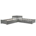 thumbnail image 6 of Euroco Wood  Kids Twin Size L-Shaped Platform Beds with Square Storage Table & Trundle, Gray, 6 of 15