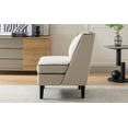 thumbnail image 3 of Velvet Upholstered Accent Chair with Pillow and Solid Wood Legs, Side Chair with Cream Piping and Padded Cushion, Single Sofa Couch with Anti-skip Footpads for Living Room, Bedroom and Balcony,Cream, 3 of 9