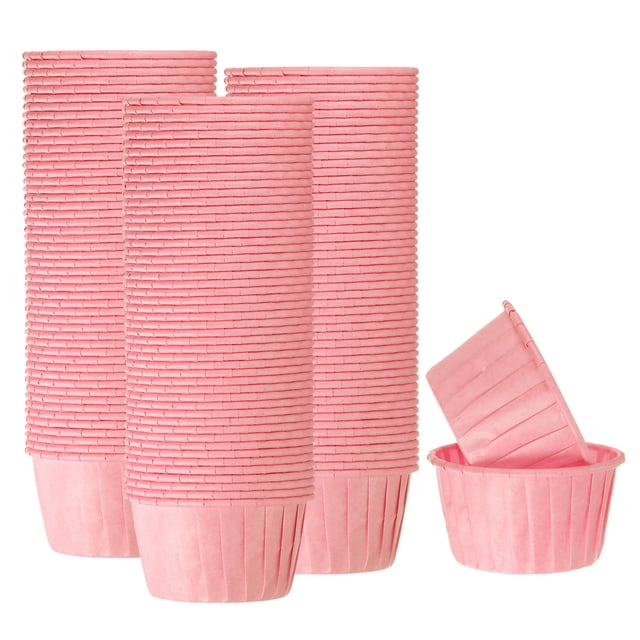 Unique Bargains 150 Pcs Caissettes à Cupcakes 3.5oz Taille Standard Caissettes en Papier Résistantes à la Graisse Jetables Roses