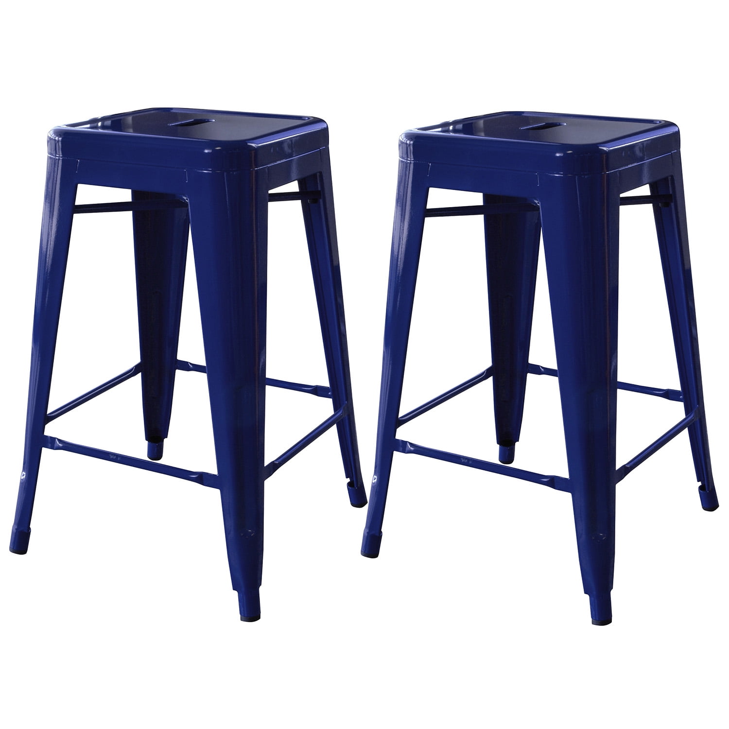 AmeriHome 3 Piece 24inch Blue Finish Metal Backless Bar Stools