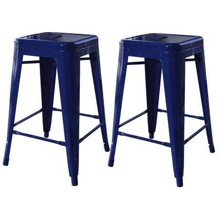 AmeriHome 2 Piece 24-inch Blue Finish Metal Backless Bar Stools