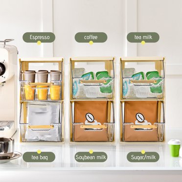 2 Pcs Square Storage Baskets, Metal Tea Bag And