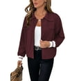 thumbnail image 7 of Cuteduck Women Fall Corduroy Shacket Button Down Jacket Long Sleeve Business Casual Fashion Coat S-XL, 7 of 7