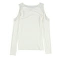 thumbnail image 2 of bar III Womens Cold-Shoulder Illusion Knit Blouse, White, Medium, 2 of 2