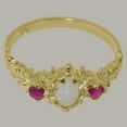 thumbnail image 6 of LBG British Made 14k Yellow Gold Natural Opal & Ruby Womens Anniversary Ring - 33 size options - Size 7.75, 6 of 9