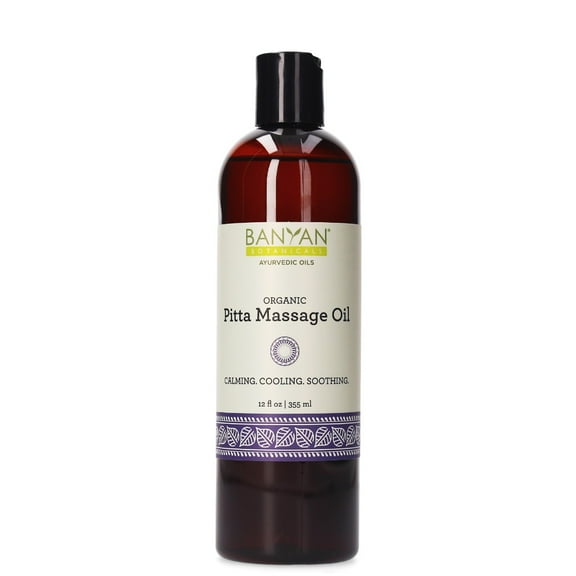 Banyan Botanicals Pitta Massage Oil – Organic Self Massage Abhyanga Oil with Brahmi Guduchi ­­& Manjishta – Soothing, Cooling Massage Oil for Relaxation & Calm – 12oz – Non GMO Sustainably Sourced Veg