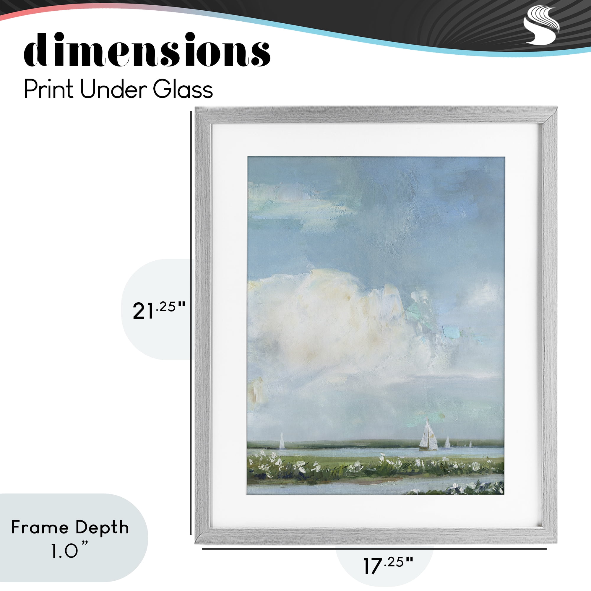 Stupell Industries Seaside Sailing Along Meadow Gray Framed Print Under Glass, design by Sally Swatland
