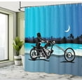 thumbnail image 5 of Ambesonne Navy Blue Shower Curtain, Chopper Motorcycle, 69"Wx84"L, Black Navy, 5 of 5