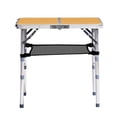 thumbnail image 3 of Hassch Height-Adjustable Folding Camping Table with Mesh Shelf, 2FT Portable Lightweight Aluminum Outdoor Utility Table with Carry Handle for Beach, Picnic, BBQ, Patio & Travel (Wood Grain), 3 of 10