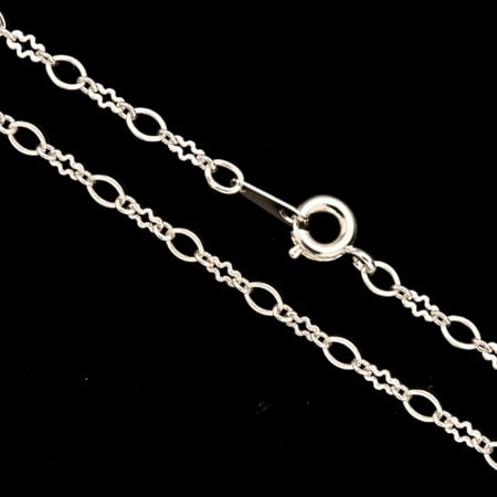 Silver Crinkle/Oval Link Chain Necklace With Springring Clasp 18Inch Silver Plated Brass 3mm Chain Width Sold per pkg of 1pcs
