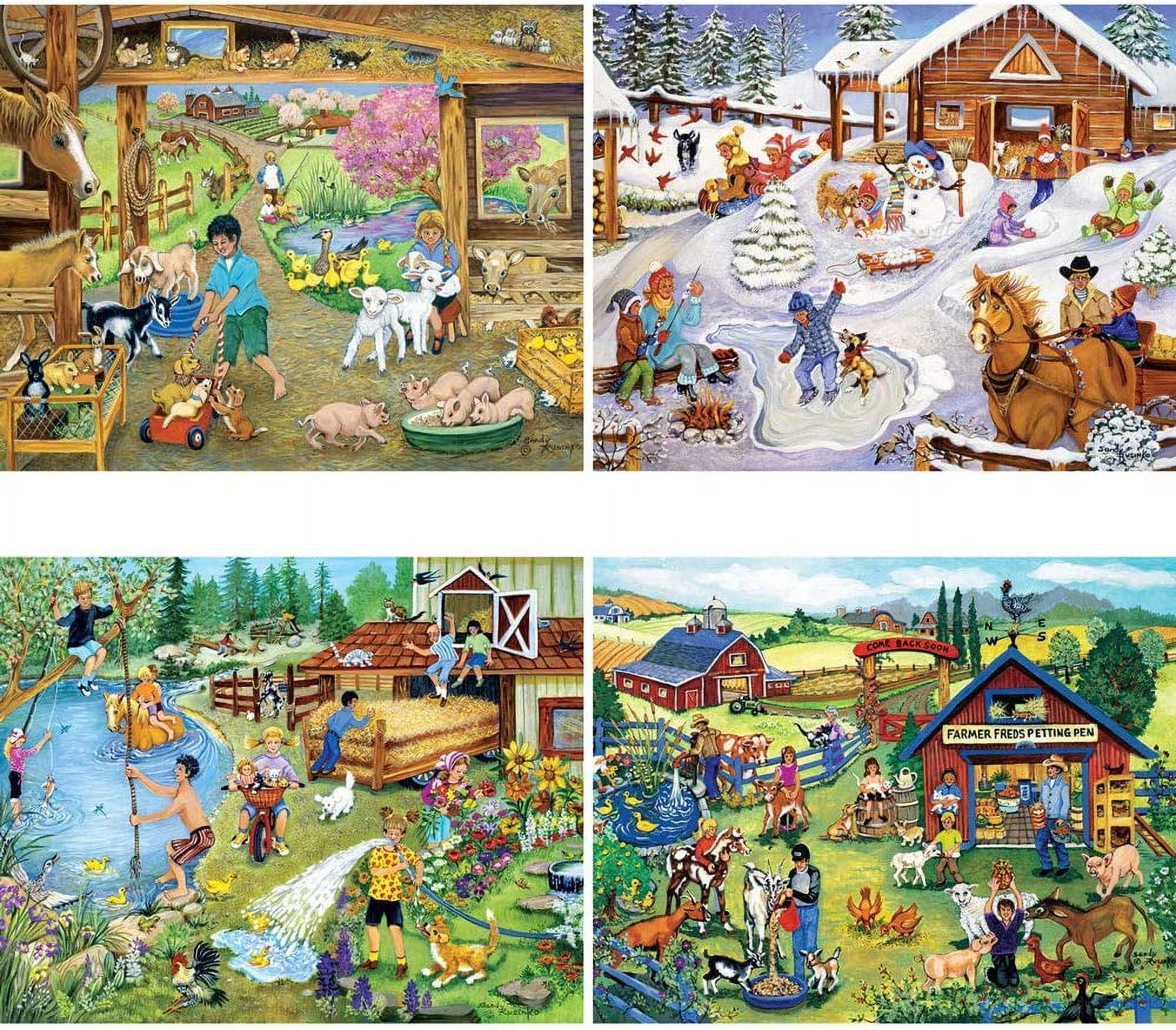 Bits and Pieces Jigsaw Puzzles on the Farm 4-in-1 Multi-Pack 300 Piece 16" x 20"
