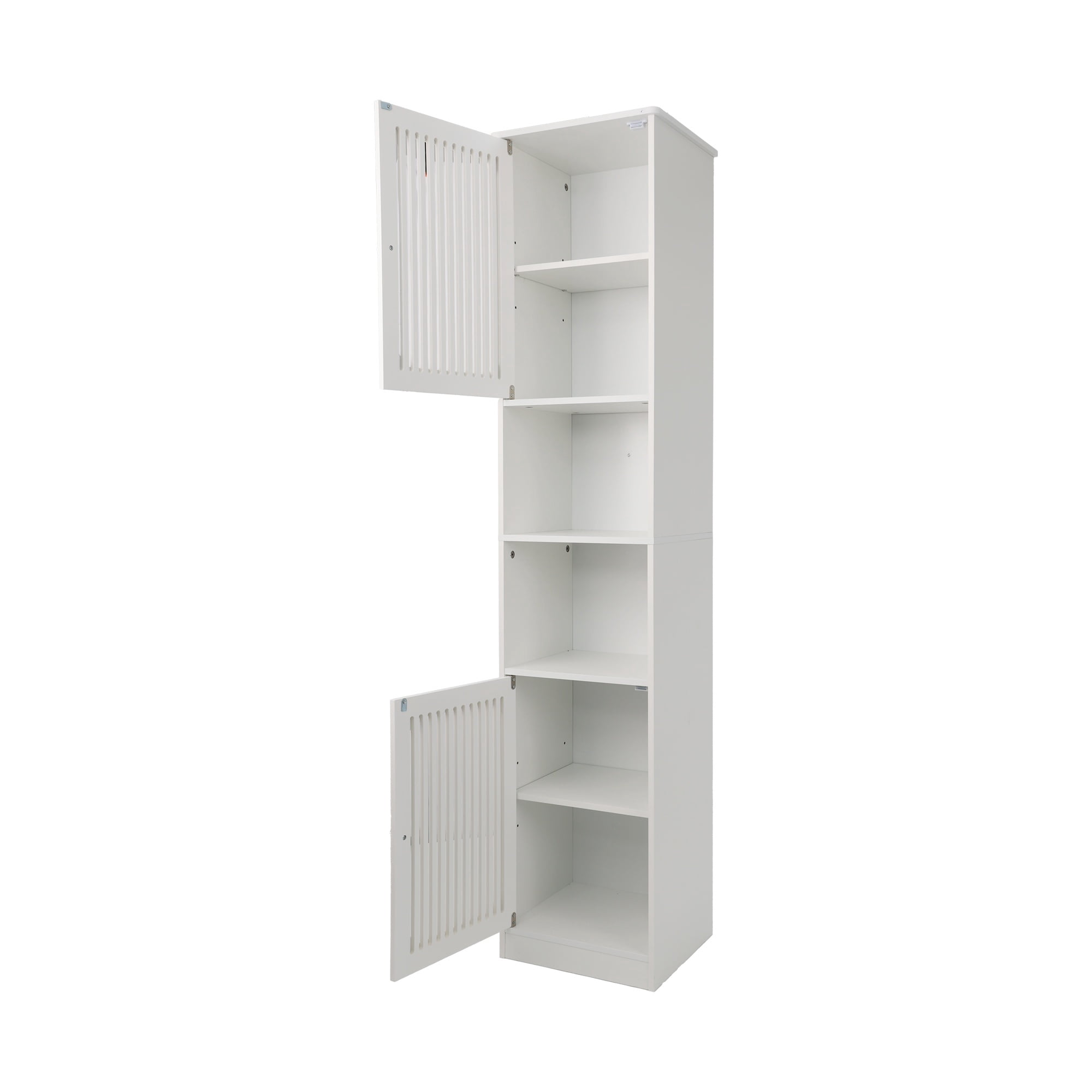 64.17''H High Utility Storage Cabinet with Grille Doors, Freestanding Kitchen Pantry, Bathroom Cabinet with Adjustable Shelf