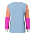thumbnail image 4 of Xcmzpl Womens Sweatshirts Cute Color Block Round Neck Sweatshirt Fashion Sweater Tops Workout Long Sleeve Shirts Fall Clothes, 4 of 5