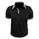 thumbnail image 2 of Blusa y camisa de manga corta con cuello vuelto para hombre, estilo casual, con botones y bolsillos, color liso, de poliéster., 2 of 8