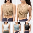 thumbnail image 2 of Chaleco de mujer Mujeres Crop Tank Tops Dobladillo atado Sin mangas Camiseta para correr Chalecos pa Tomshoo Chaleco de mujer, 2 of 7
