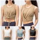 thumbnail image 2 of Chaleco de mujer Mujeres Crop Tank Tops Dobladillo atado Sin mangas Camiseta para correr Chalecos pa Tomshoo Chaleco de mujer, 2 of 7