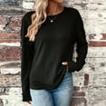 thumbnail image 5 of Women Blouses Womens Waffles Knit Pullover Open Back Casual Tops Long Sleeve Back Knot Shirts Blouse Long Sleeve Casual T Shirts S-64 Black XXL, 5 of 7
