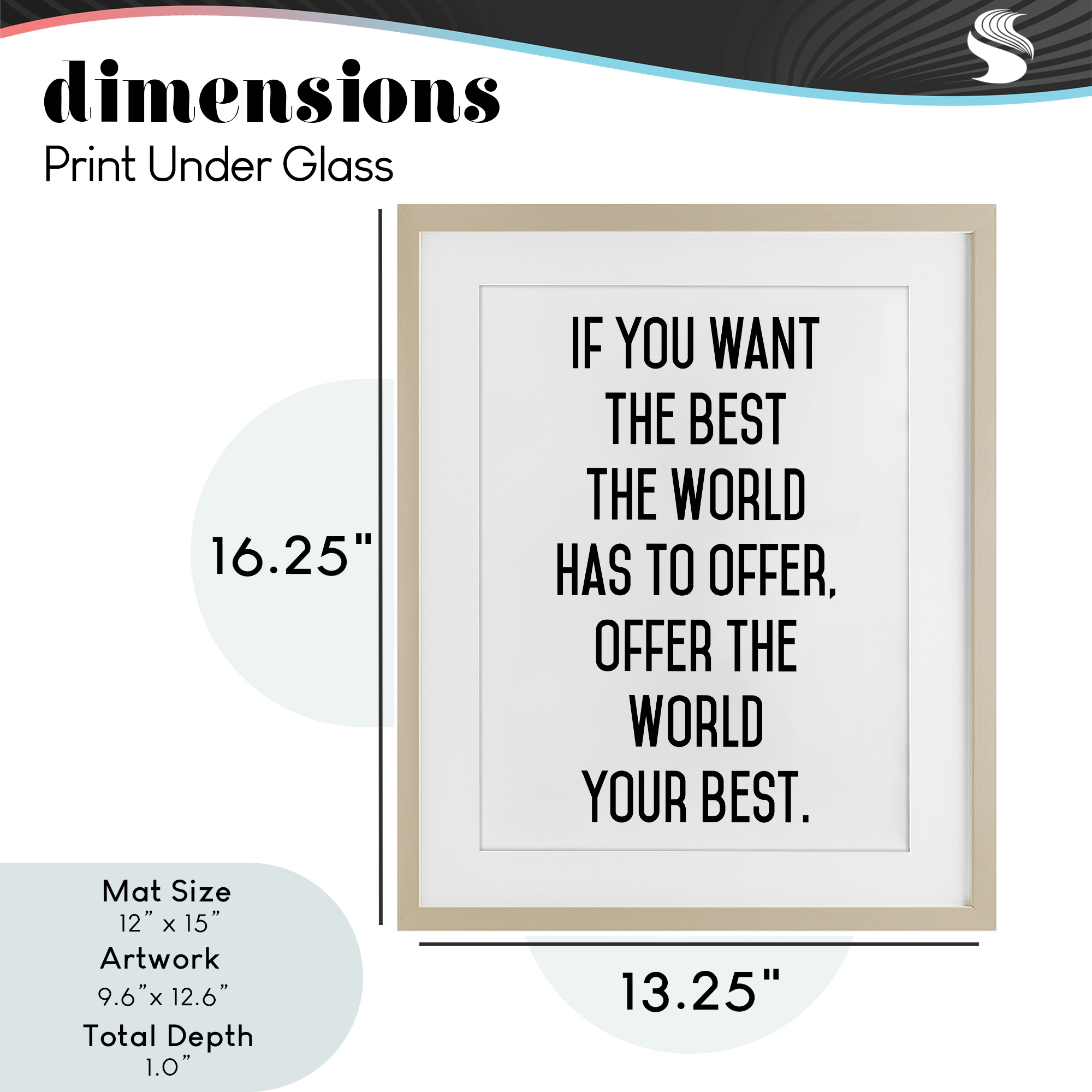 Offer The World Your Best Birch Framed Print Under Glass, design by Lettered and Lined