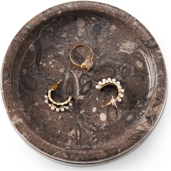 Radicaln Marble Jewelry Dish 5 Inch Handmade Oceanic Trinket Dish Ring Holder, Aesthetic Room Decor for Women, Decorative Candle Plate, Key Bowl for Vanity