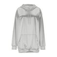 thumbnail image 5 of Vibrex Women's Hooded Long Sleeve Sweatshirt Solid Color Stretch Satin Casual Pullover Top, 5 of 7