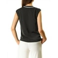 thumbnail image 3 of INSPIRE CHIC Women's Tie Neck Cap Sleeve Button Down Ruffle Summer Shirt, 3 of 6