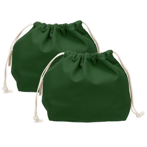 Uxcell 2 Pcs Bolsa de Maquillaje con Cordón, Bolsa Cosmética de Lona de 7.3" para Mujeres, Organizador de Artículos de Tocador para Viajes, Accesorios de Tocador, Verde Oscuro