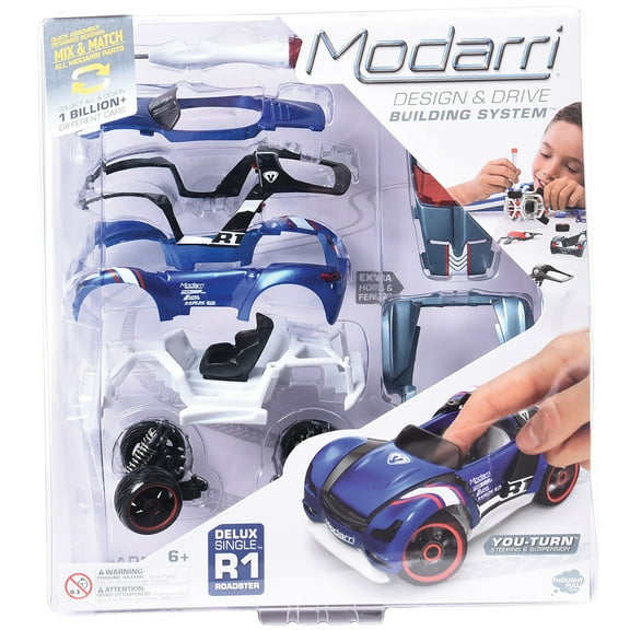 Modarri: R1 Roadster - Deluxe Single DIY Design & Build Toy Car, Mix & Match, Customize Your Own Vehicle, Finger Driving, Collectible, Kids Ages 6 