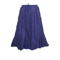 Mogul Boho Chic Skirt Embroidered Purple Skirt Bohemian A-Line Elastic Waist Bohemian Skirts
