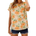 thumbnail image 1 of Mujeres Tops Casual Elegante Impresión de Gasa Reunido Escote Blusa Suave Verano Transpirable, 1 of 9