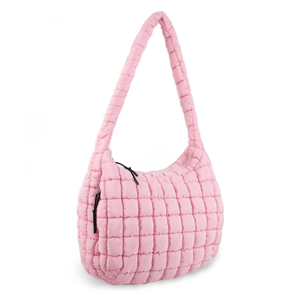 Bolsa acolchada UIXIZQ para mujer, acolchada, de nailon, color rosa