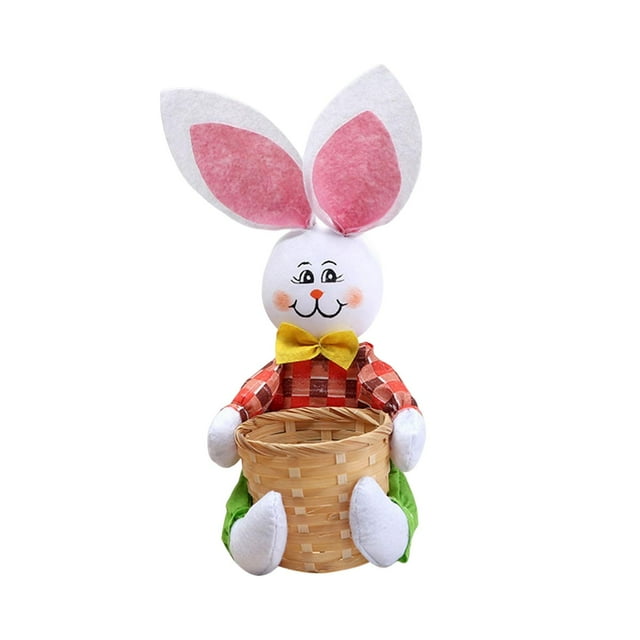 GROWTH TANK Cute Easter Rabbit Basket Bunny Eggs Candy Gift Basket DIY Crafts Rustic Storage Green Pants