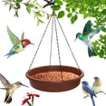 thumbnail image 2 of Pebbuoy Outdoor Hanging Birdbath Bird Feeder Large Capacity Weather-Resistant Easy to Install Metal Bird Bath Bowl with Detachable Chain, 2 of 6