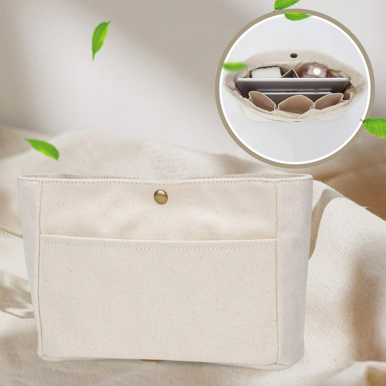 Portable Purse Organizer Insert, Multipurpose Large Container, Canvas  Convenient Divider, for Travel Keychain Handbag Beige 
