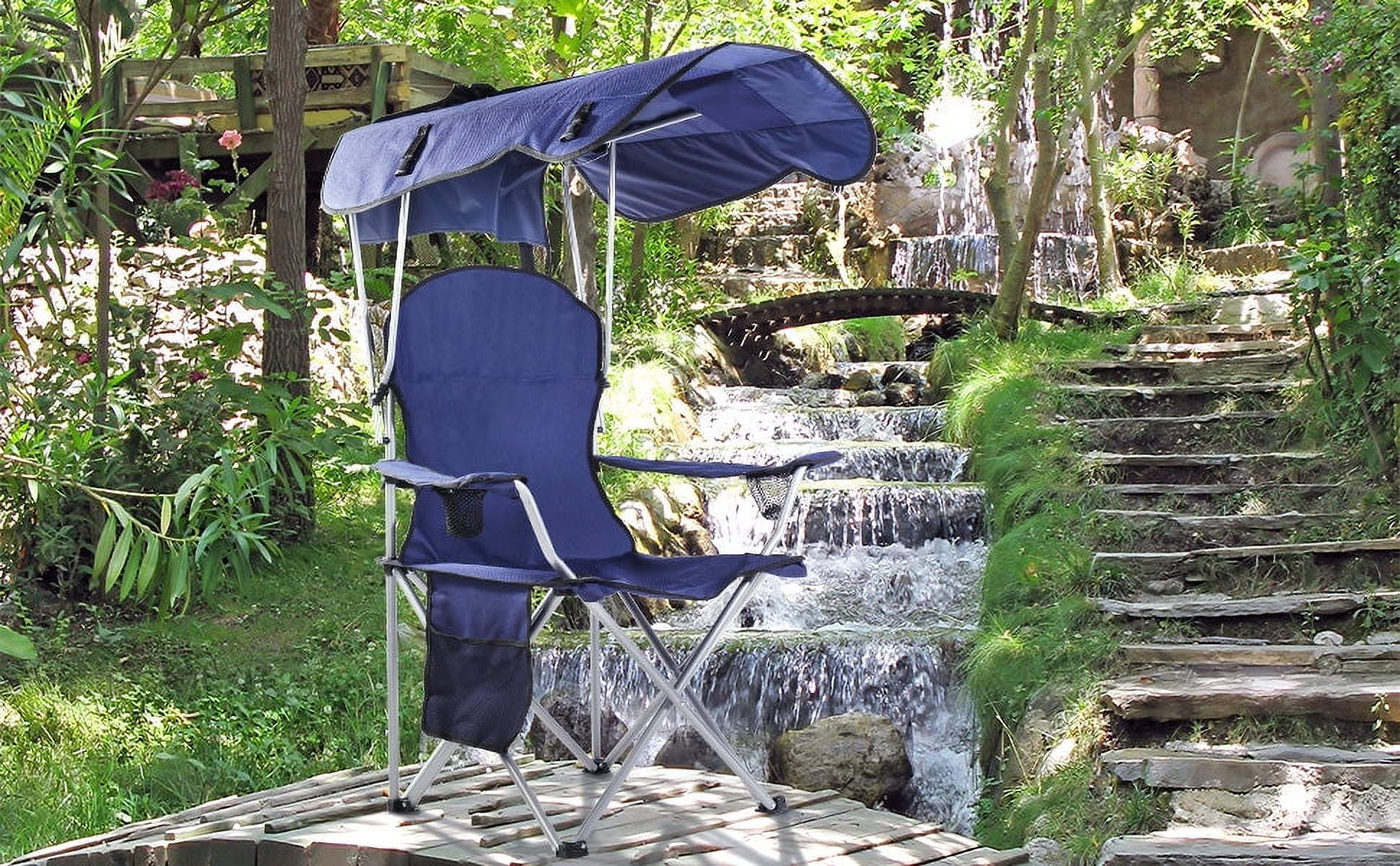 CycloneSound Portable Folding Camping Chair with Canopy Adjustable Shade for Beach, Camping, and Outdoor Activities