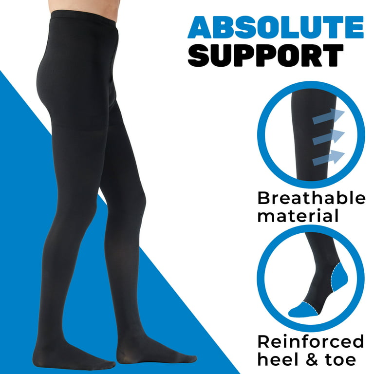 Made in USA - Opaque Compression Tights for Men Edema 20-30mmHg - Black,  X-Large