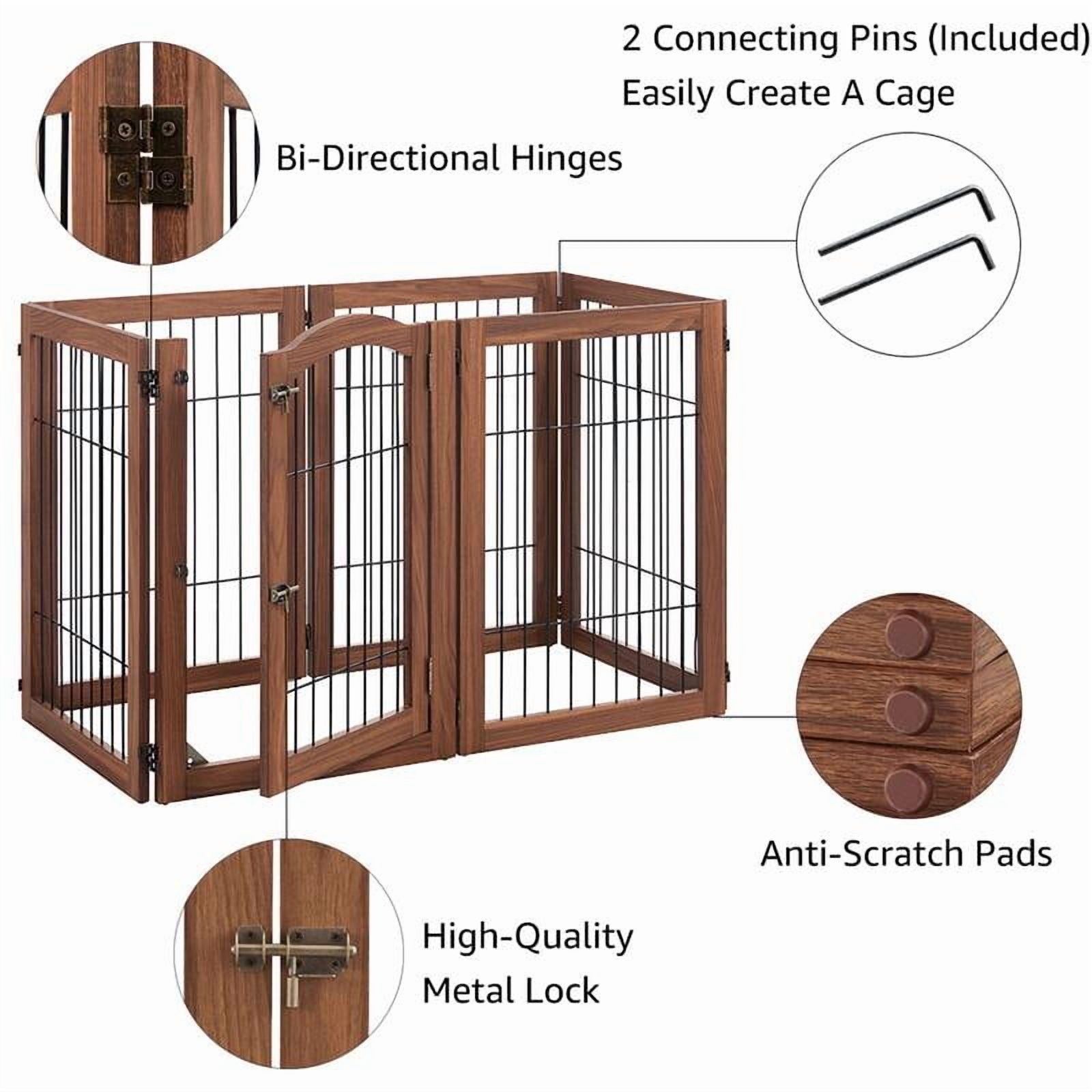 beeNbkks Extra Wide Pet Gate, 6 Panels Freestanding 6-Panel,Walnut - Walnut