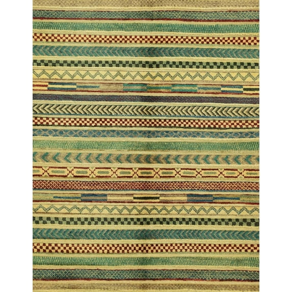 Ahgly Company Indoor Rectangle Abstract Metallic Gold Area Rugs, 7' x 9'