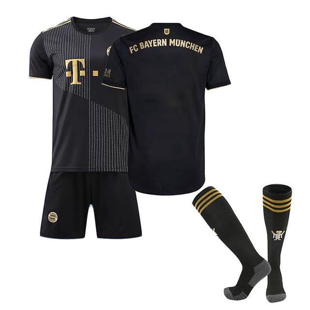 Nuevo 2021/2022 Camiseta de fútbol para niños 25 # Muller 9 # Lewandowski Camisetas de fútbol Conjunto de pantalones cortos / calcetines-Negro-24 BmatwkZeng Bmatwk Jersey