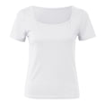 thumbnail image 6 of Plus Size Summer Clothes for Women Short Sleeve Long Sleeve Square Neck T Shirts Tops Tees Tourist Long Shirt Small Shirt V Neck Western Ladies Shirts Laye Tees for Women Loose Tops White S, 6 of 7